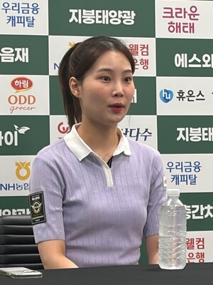 'LPBA 데뷔 7년만에 첫 결승' <b>강유진</b> "<b>당구</b>가 여전히 좋다"[기자회견]